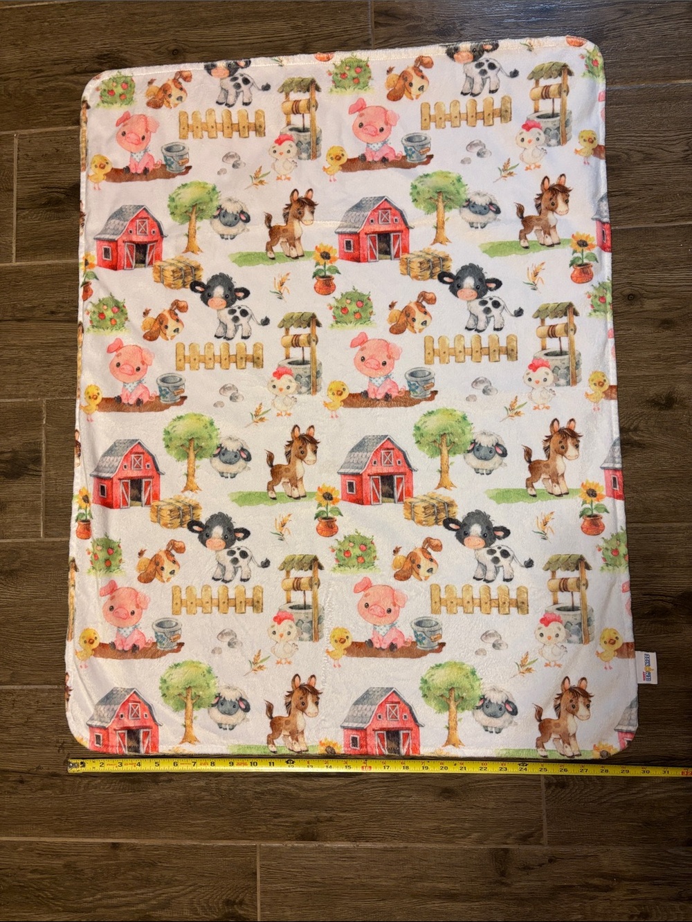 Honey Lemonade Farm Animal Baby Blanket - Pastel Barnyard Print 30 X 38 inches